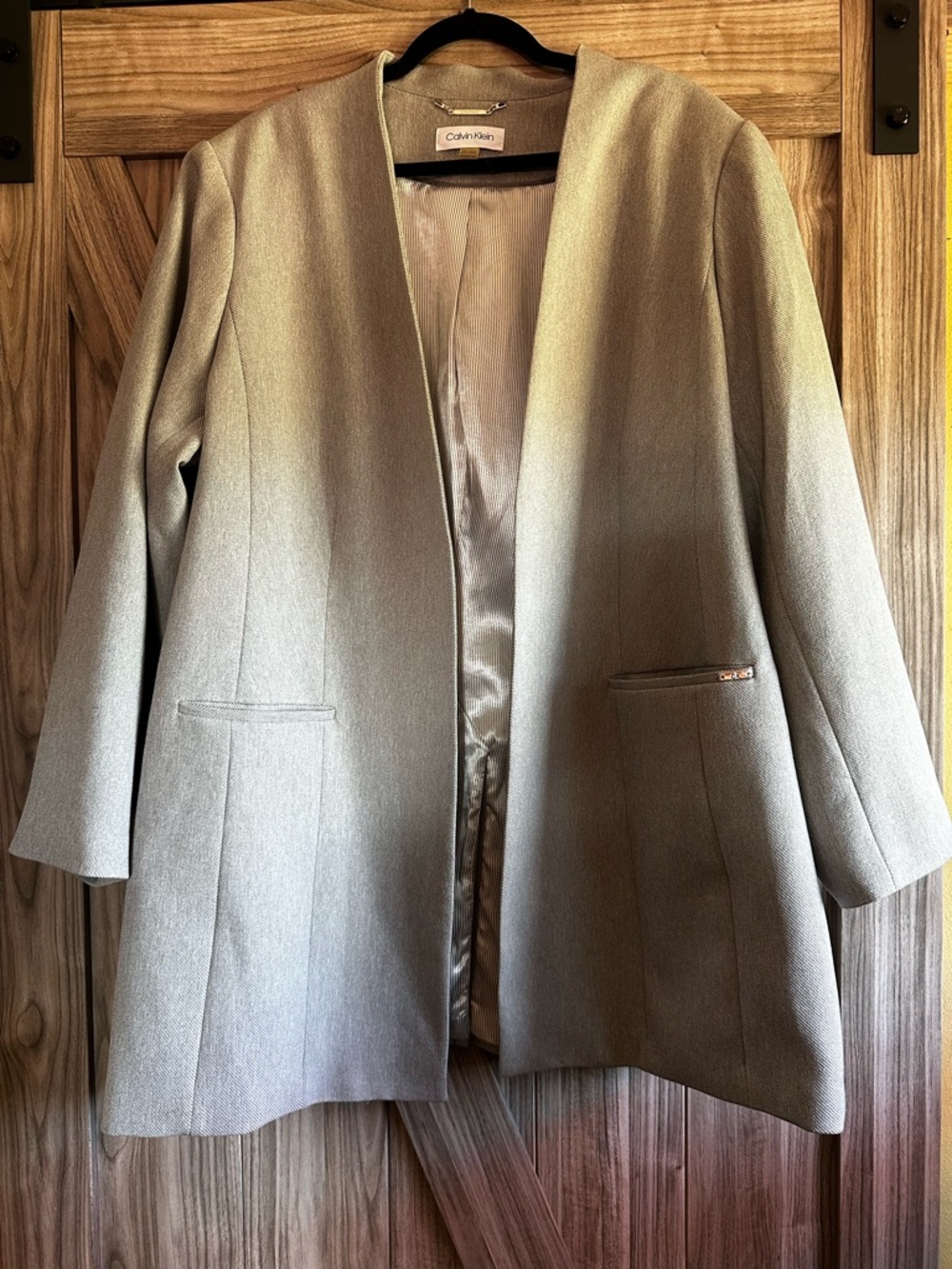 Buy 2 Get 1 Free! Calvin Klein Women's Grey Open-Front Blazer - 24W